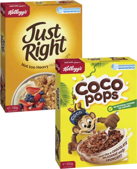 Kellogg's Coco Pops 650g, Crunchy Nut Cornflakes 640g or Just Right 740g