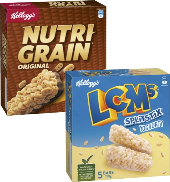 Kellogg's LCMs or Nutri Grain Bars 5 Pack 100g-110g