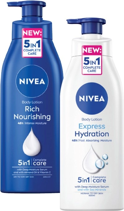 Nivea Rich Nourishing or Express Hydration Body Lotion 400mL