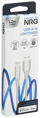 NRG 1.2m USB-A to Lightning Cable White 1 Each