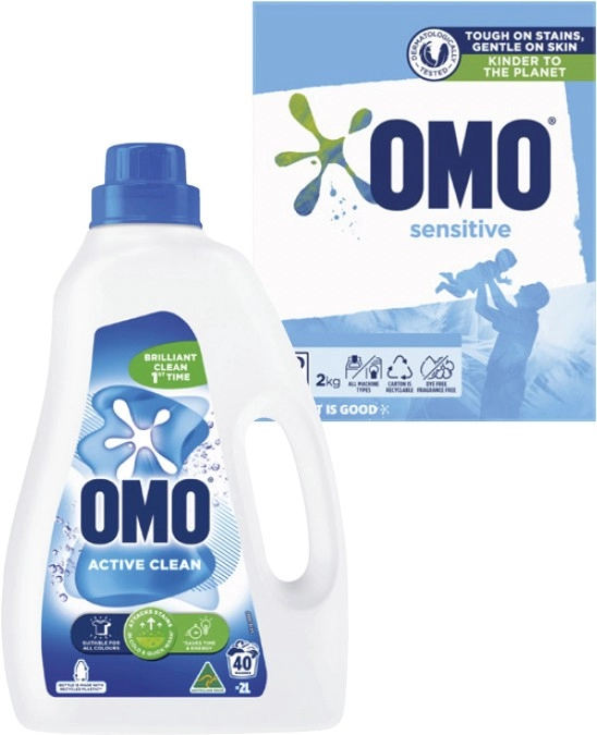 Omo Laundry Liquid 2 Litre or Powder 2kg