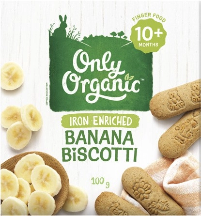 Only Organic Banana Biscotti 100g