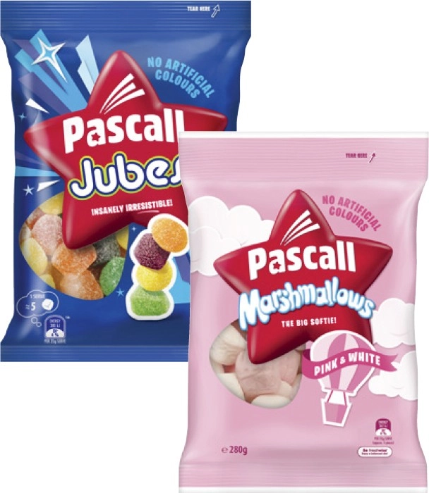 Pascall Candy 180g-300g, Chocolate Bites 120g-185g or Marshmallows 280g