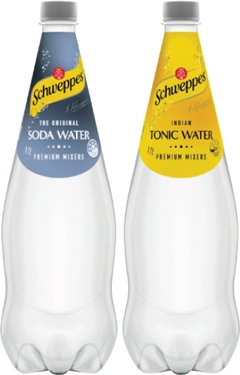 Schweppes Soft Drink, Mixers or Mineral Water 1.1 Litre