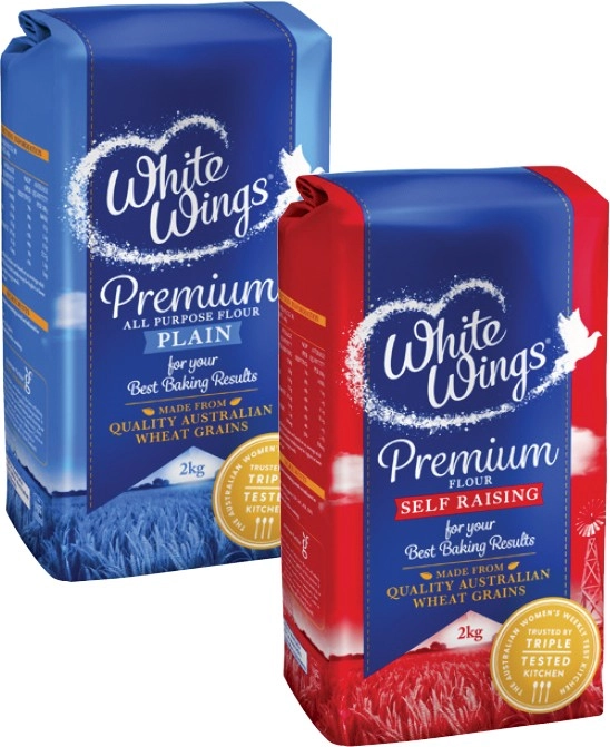 White Wings Plain or Self Raising Flour 2kg