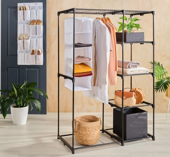 30% off Wardrobe Unit with 4 Shelves Stainless Steel 115 x 50 x 170cm