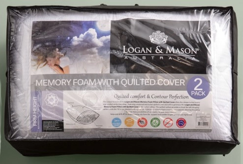 50% off Logan & Mason Memory Foam Pillow with Quilted Cover 2 Pack