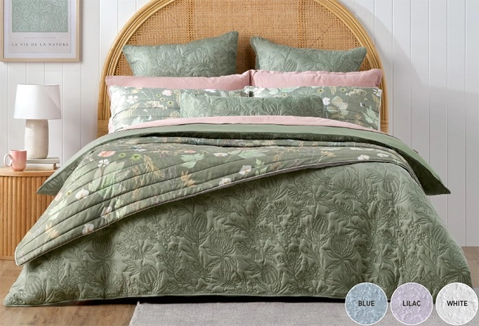 KOO Juliette Sage Quilted Quilt Cover Set