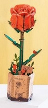 Robotime Wooden Bloom Red Rose Single Stem