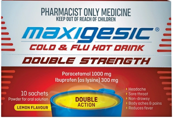 Maxigesic Cold & Flu Hot Drink Double Strength 10 Sachets