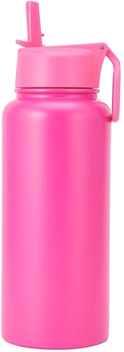 960ml Fluro Pink Double Wall Insulated Cylinder Drink Bottle