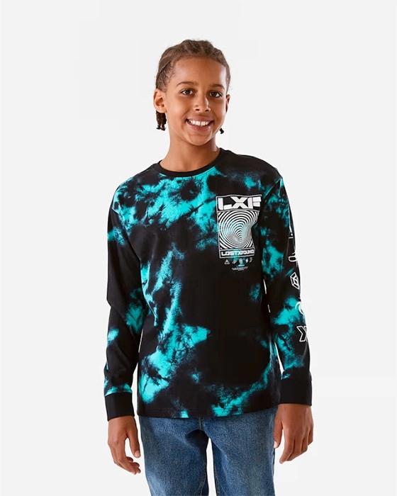 Long Sleeve Print Skate T-Shirt - Feathr Dye