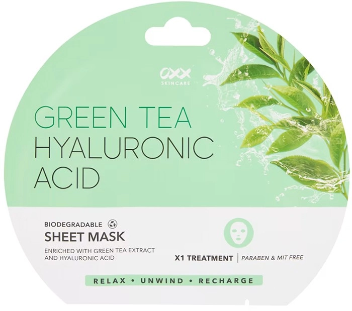 OXX Skincare Biodegradable Sheet Mask - Hyaluronic Acid and Green Tea Extract