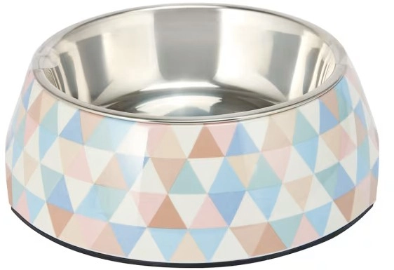 Pet Bowl Melamine Triangle - Medium, Grey