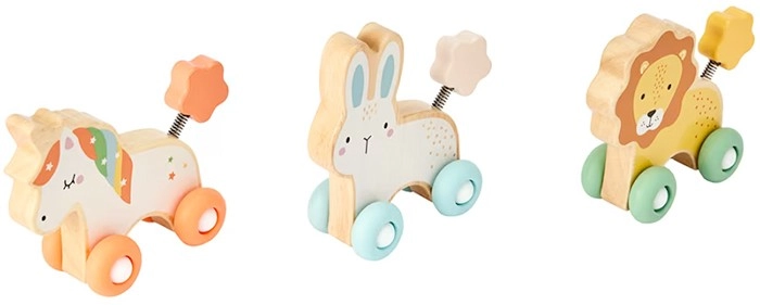 Wooden Silicone Animal Car - Assorted