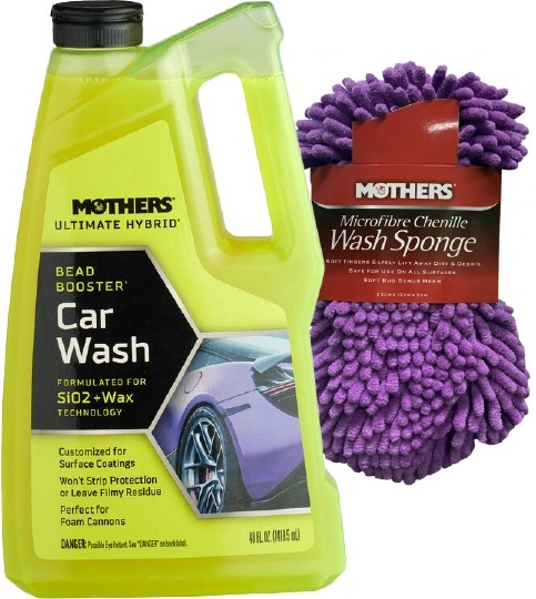 Mothers Ultimate Hybrid Car Wash Bead Booster 1419mL & Wash Sponge