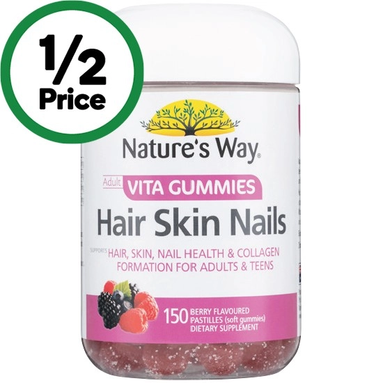 Nature's Way Hair Skin Nails Adult Vita Gummies Pk 150~