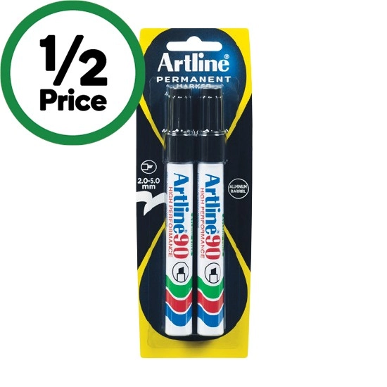 Artline Permanent Marker 90 Black Pk 2