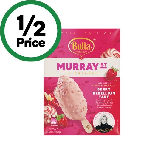 Bulla Murray St Ice Cream Sticks 400ml Pk 4 – From the Freezer