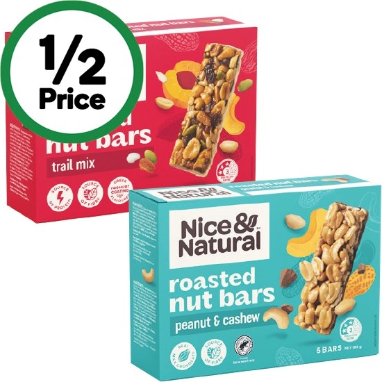 Nice & Natural Nut Bars 180-192g Pk 6