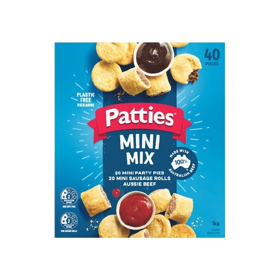 Patties Party Pack Mini Pies & Sausage Rolls 1 kg Pk 40