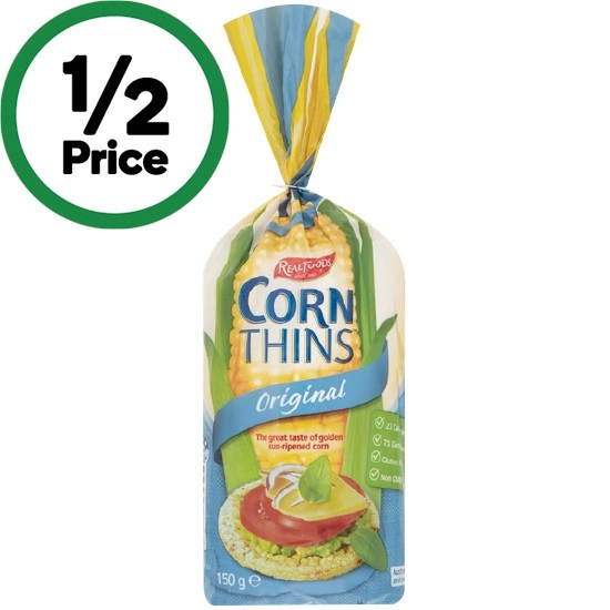 Real Foods Corn Thins 125-150g