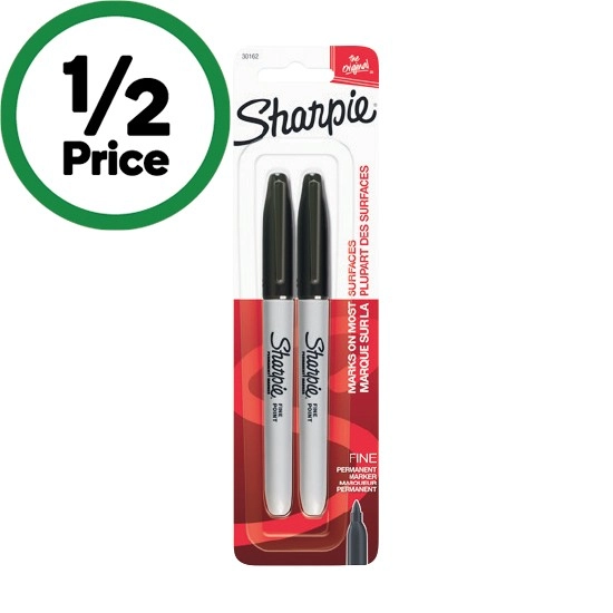 Sharpie Permanent Fine Point Markers Pk 2 – Black