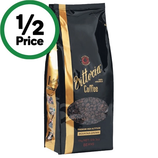 Vittoria Coffee Mountain Grown Beans or Ground Coffee 1 kg