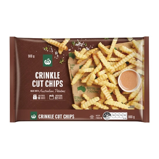 Woolworths Australian Crinkle Cut, Steakhouse or Shoestring Fries 900g – From the Freezer