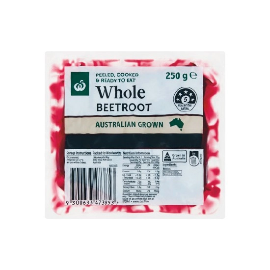 Woolworths Australian Whole Fresh Beetroot 250g Pack