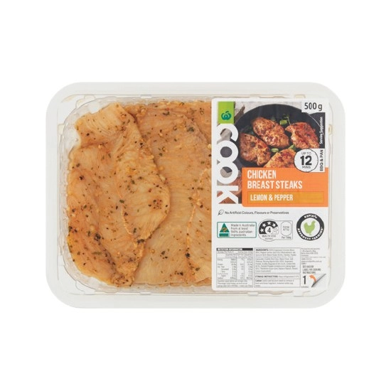 Woolworths COOK or BBQ Marinated Chicken Breast Steaks Varieties with RSPCA Approved Chicken 500g