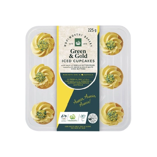 Woolworths Green & Gold Cupcakes Pk 9