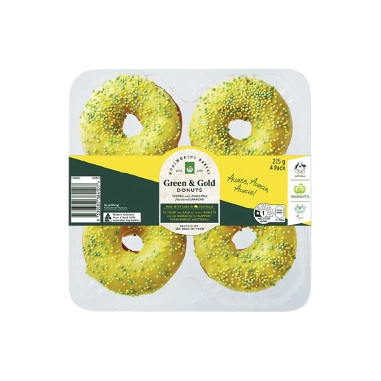 Woolworths Green & Gold Donuts Pk 4