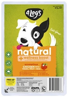 4 Legs Natural + Wellness Boost Meatball Dog Food Tray 870g