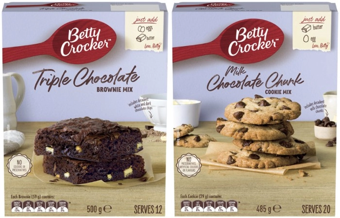 Betty Crocker Baking Triple Chocolate Fudge Brownie Mix 500g or Chocolate Chunk Cookie Mix 485g