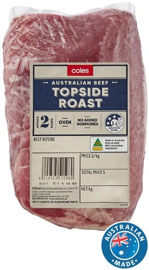 Coles Australian No Added Hormones Beef Roast Topside