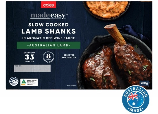 Coles Made Easy Slow Cooked Lamb Shanks 900g