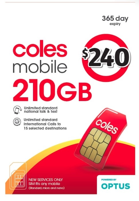 Coles Mobile $240 Prepaid SIM