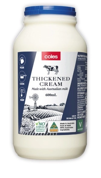 Coles Thickened Cream 600mL