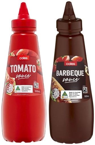 Coles Tomato or Barbecue Sauce 500mL