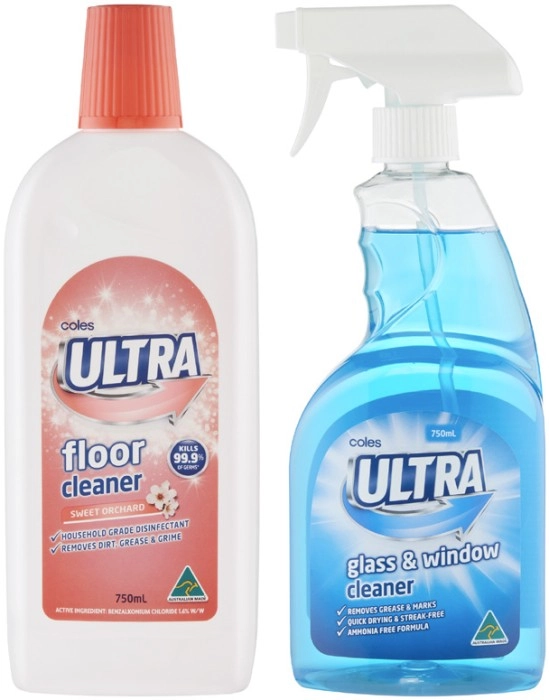 Coles Ultra Floor Cleaner or Glass & Window Cleaner 750mL