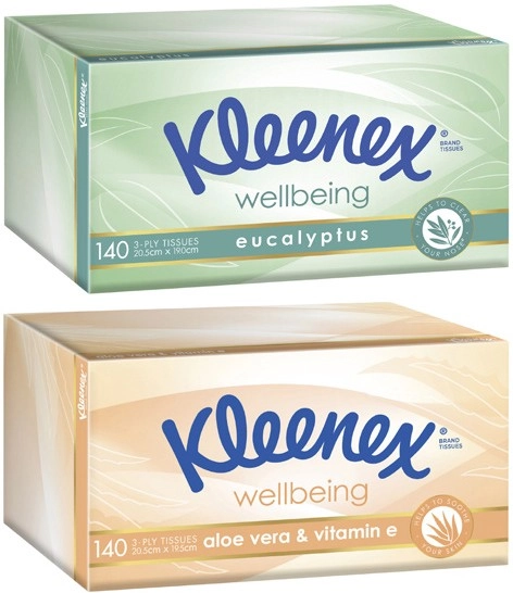 Kleenex 3-Ply Wellbeing Facial Tissues 140 Pack