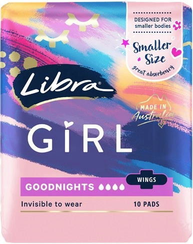 Libra Girl Goodnights Pads with Wings 10 Pack