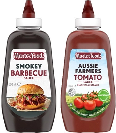 MasterFoods Smokey Barbecue or Aussie Farmers Tomato Sauce 500mL