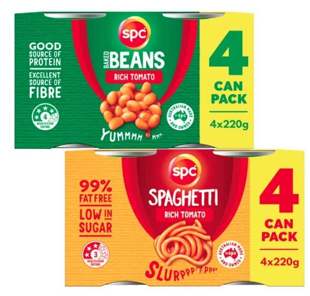 SPC Baked Beans or Spaghetti 4x220g