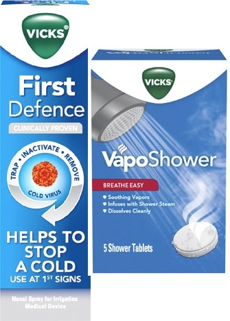 Vicks First Defence Nasal Spray 15mL or VapoShower 5 Pack^