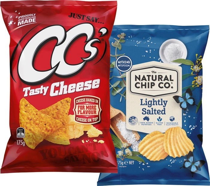 CC's Corn Chips or The Natural Chip Co. Chips 150-175g Selected Varieties