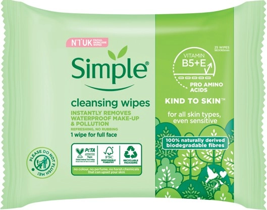 Simple Cleansing Wipes 25 Pack