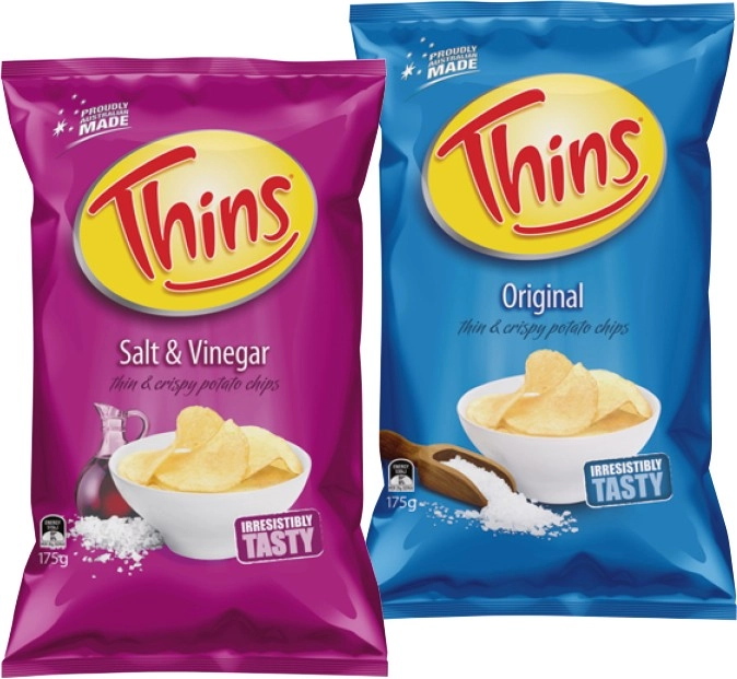 Thins Chips 150-175g Selected Varieties