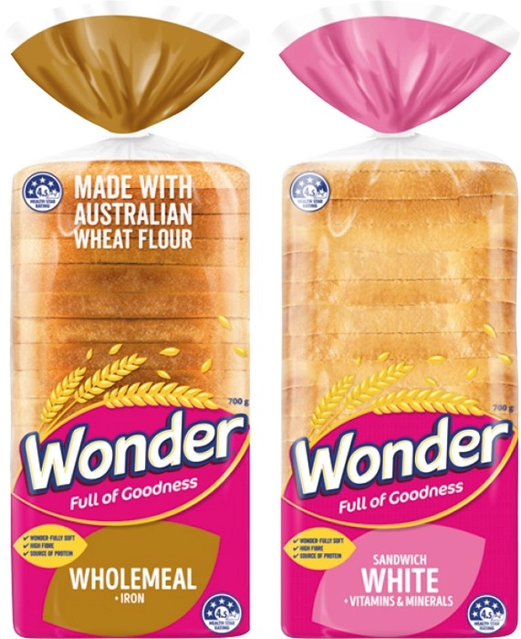 Wonder White or Wholemeal Bread 680-700g Selected Varieties